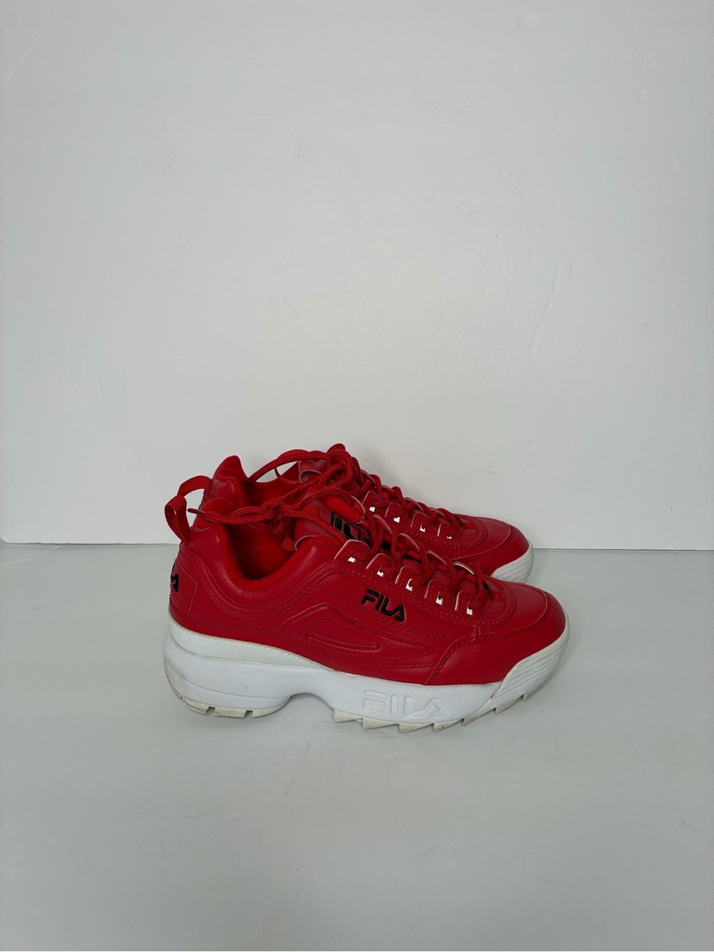 FILA Women's Red Chunky Platform Sneakers